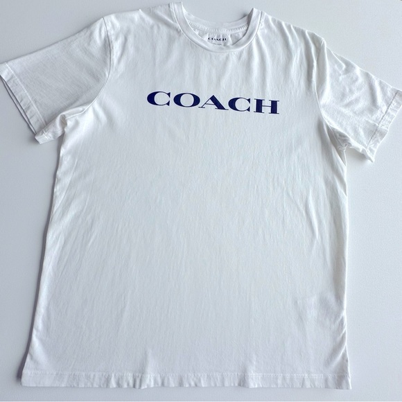 EUC COACH Unisex Essential White Tee with Black Logo - Picture 3 of 3
